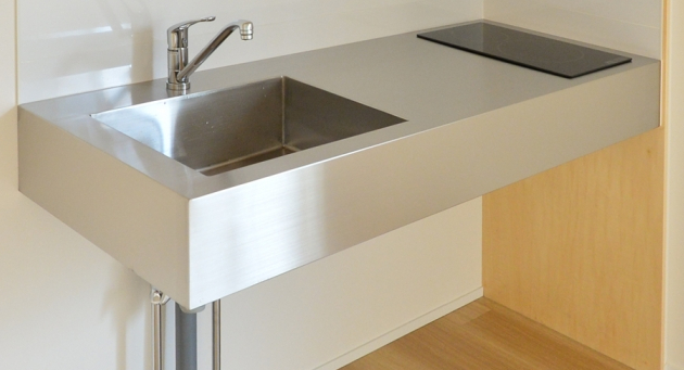 stainless counter kitchen