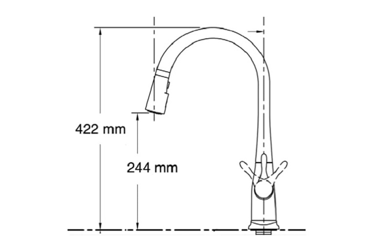 ＊キッチン水栓  SimpLice K-596(正規輸入品)|寸法図