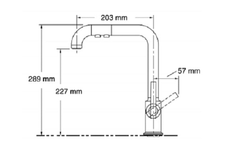 ＊キッチン水栓 Purist K-7505-BL(正規輸入品)|寸法図