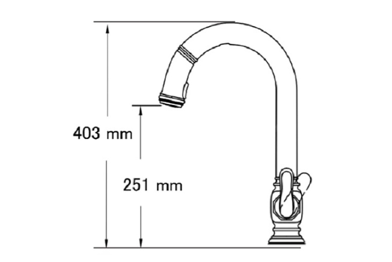 ＊キッチン水栓 Beckon K-99332(正規輸入品)|寸法図