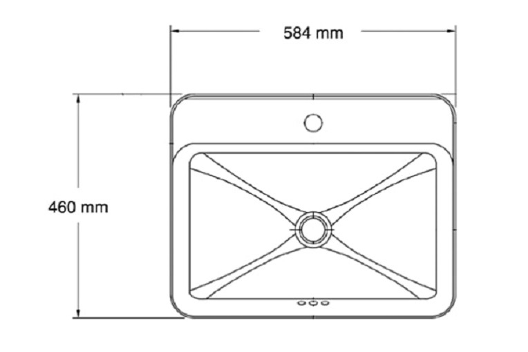 洗面ボウル 置き型 ボックス [W584](正規輸入品)|寸法図