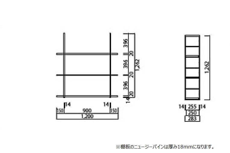 壁型収納 カベツケ ホワイト×メープル|サイズ：H1200×W1200