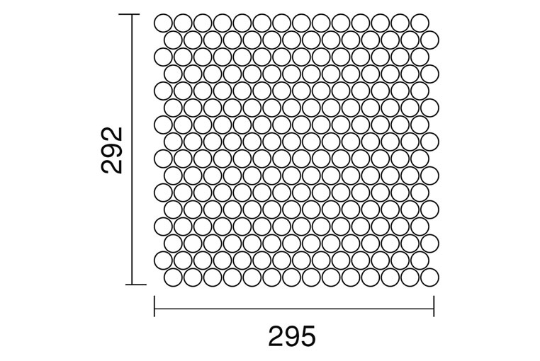 磁器質タイル セリエビアンカ 丸形|シートサイズ