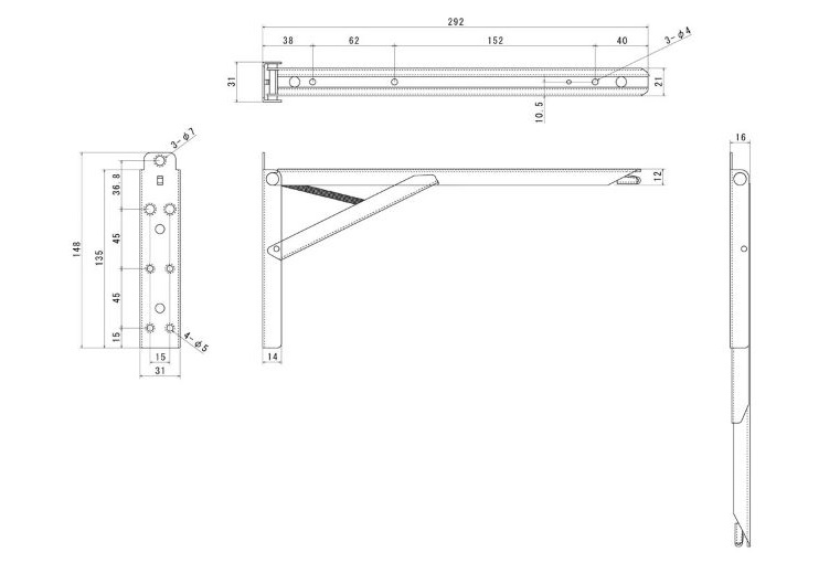 ブラケット TANNER ステンレスタッチポン [D300mm]|サイズ詳細