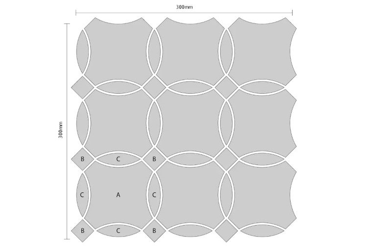 磁器質タイル BROOKLYN ブルックリン [変形3形状]|サイズ詳細