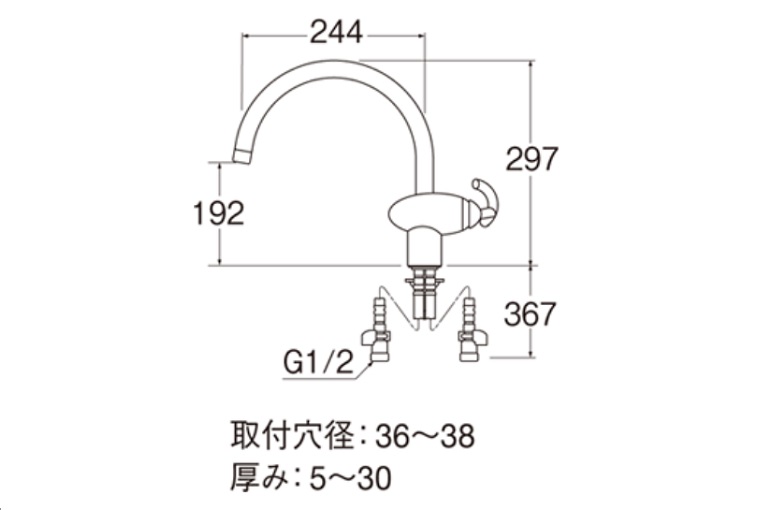 キッチン水栓 K8741JV-13|寸法図