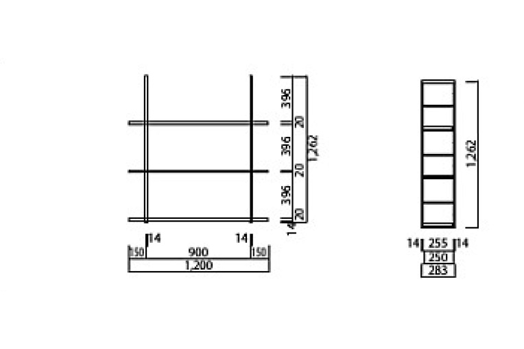壁型収納 カベツケ ブラック×オーク|サイズ：H1200×W1200