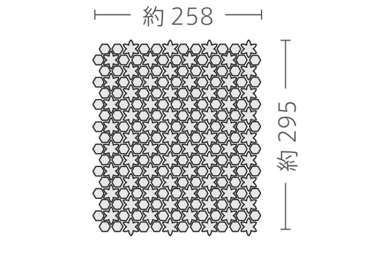 磁器質モザイクタイル Citron シトロン [花形/19六角]|サイズ詳細