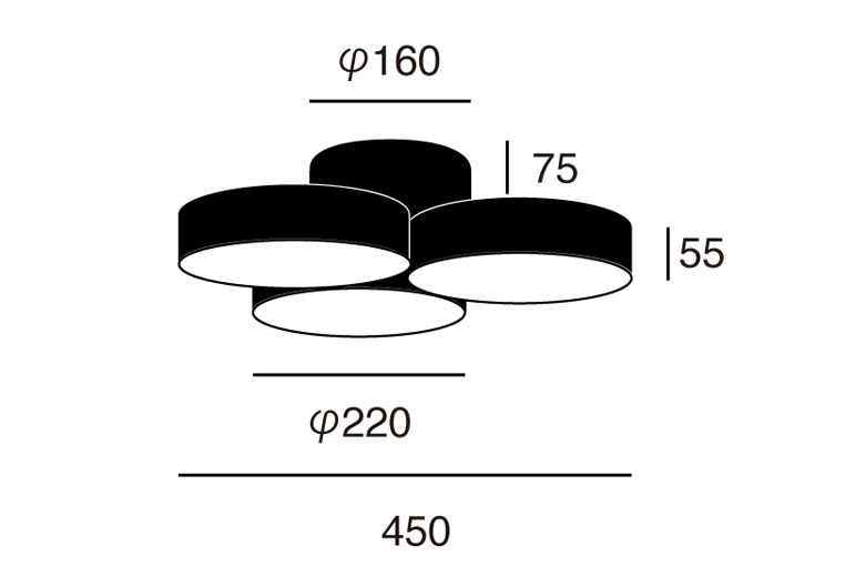 シーリングライト Phantom ファントム LED|サイズ詳細