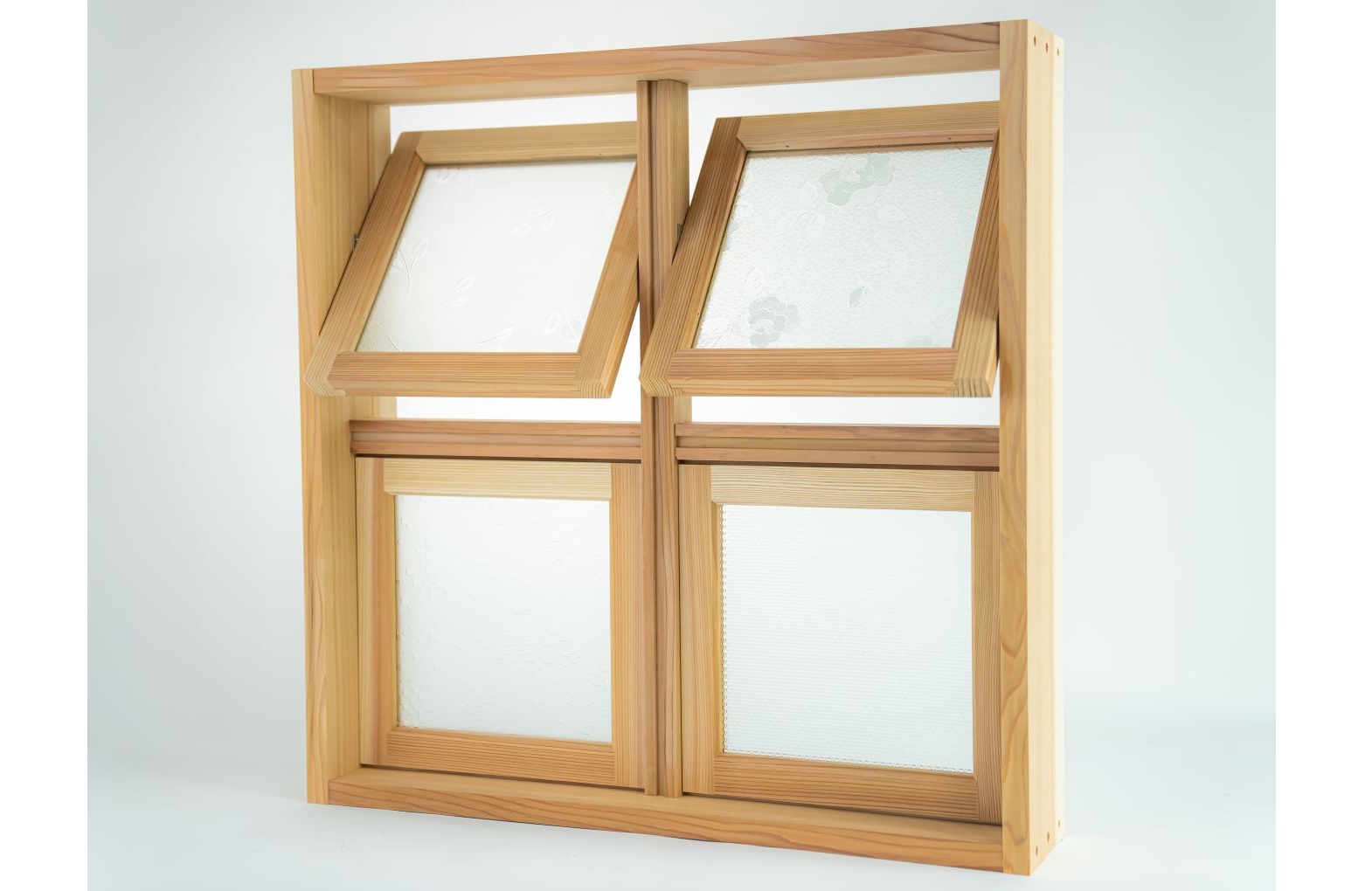 木製室内窓 マドリノ 連段窓(横軸回転窓＋FIX窓) 770×770mm