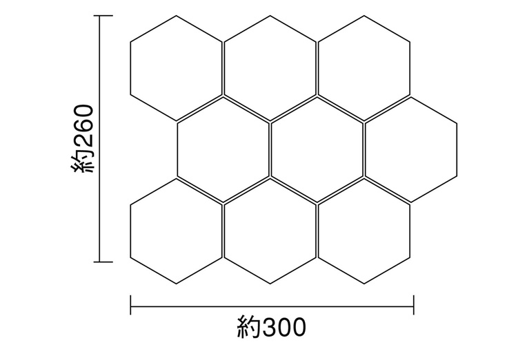 磁器質モザイクタイル HARMAA ハルマー [六角形平]|詳細サイズ